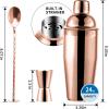 image24oz Cocktail Shaker Bar Set Martini Shaker with BuiltIn Strainer Measuring Jigger Mixing Spoon Professional Stainless Steel Large Bartender Drink Shaker Margarita alcohol MixerRose GoldRose Gold