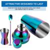 image24oz Cocktail Shaker Bar Set Martini Shaker with BuiltIn Strainer Measuring Jigger Mixing Spoon Professional Stainless Steel Large Bartender Drink Shaker Margarita alcohol MixerRose GoldRainbow