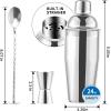image24oz Cocktail Shaker Bar Set Martini Shaker with BuiltIn Strainer Measuring Jigger Mixing Spoon Professional Stainless Steel Large Bartender Drink Shaker Margarita alcohol MixerRose GoldSilver