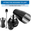 image24oz Cocktail Shaker Bar Set Martini Shaker with BuiltIn Strainer Measuring Jigger Mixing Spoon Professional Stainless Steel Large Bartender Drink Shaker Margarita alcohol MixerRose GoldBlack
