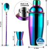 image24oz Cocktail Shaker Bar Set Martini Shaker with BuiltIn Strainer Measuring Jigger Mixing Spoon Professional Stainless Steel Large Bartender Drink Shaker Margarita alcohol MixerRose GoldRainbow