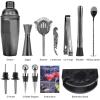 imageBartender Kit with Stand 12Piece Bar Set  24oz Cocktail Shaker Set for Drink Mixing Martini Shaker Set with Bar Tools Recipes Booklet  Fun Housewarming Gift RainbowBlack