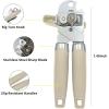 imageCan Opener Manual Handheld Strong Heavy Duty Stainless Steel Can Opener Comfortable Handle Sharp Blade Smooth Edge Can Openers with Multifunctional Bottle OpenerBeige
