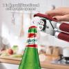 imageCan Opener Manual Handheld Strong Heavy Duty Stainless Steel Can Opener Comfortable Handle Sharp Blade Smooth Edge Can Openers with Multifunctional Bottle OpenerRed