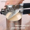 imageCan Opener Manual Handheld Strong Heavy Duty Stainless Steel Can Opener Comfortable Handle Sharp Blade Smooth Edge Can Openers with Multifunctional Bottle OpenerBlack