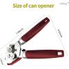 imageCan Opener Manual Handheld Strong Heavy Duty Stainless Steel Can Opener Comfortable Handle Sharp Blade Smooth Edge Can Openers with Multifunctional Bottle OpenerRed