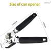 imageCan Opener Manual Handheld Strong Heavy Duty Stainless Steel Can Opener Comfortable Handle Sharp Blade Smooth Edge Can Openers with Multifunctional Bottle OpenerBlack