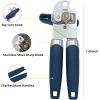 imageCan Opener Manual Handheld Strong Heavy Duty Stainless Steel Can Opener Comfortable Handle Sharp Blade Smooth Edge Can Openers with Multifunctional Bottle OpenerBlue