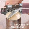 imageCan Opener Manual Handheld Strong Heavy Duty Stainless Steel Can Opener Comfortable Handle Sharp Blade Smooth Edge Can Openers with Multifunctional Bottle OpenerPink
