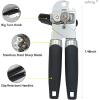 imageCan Opener Manual Handheld Strong Heavy Duty Stainless Steel Can Opener Comfortable Handle Sharp Blade Smooth Edge Can Openers with Multifunctional Bottle OpenerBlack
