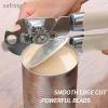 imageCan Opener Manual Handheld Strong Heavy Duty Stainless Steel Can Opener Comfortable Handle Sharp Blade Smooth Edge Can Openers with Multifunctional Bottle OpenerBeige