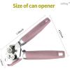 imageCan Opener Manual Handheld Strong Heavy Duty Stainless Steel Can Opener Comfortable Handle Sharp Blade Smooth Edge Can Openers with Multifunctional Bottle OpenerPink