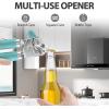 imageCan Opener Manual Heavy Duty Handheld Strong Can Opener with Soft Touch Handle Sharp Blade Smooth Edge Can Openers with Multifunctional Bottle Opener BlackAqua Sky