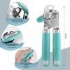 imageCan Opener Manual Heavy Duty Handheld Strong Can Opener with Soft Touch Handle Sharp Blade Smooth Edge Can Openers with Multifunctional Bottle Opener BlackAqua Sky