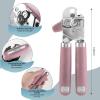 imageCan Opener Manual Heavy Duty Handheld Strong Can Opener with Soft Touch Handle Sharp Blade Smooth Edge Can Openers with Multifunctional Bottle Opener BlackPink
