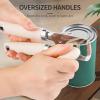 imageCan Opener Manual Heavy Duty Stainless Steel Smooth Edge Can Openers With Soft Touch Handle Oversized Handheld Easy Turn Knob MultiFunction Bottle Opener BlackBeige