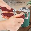 imageCan Opener Manual Heavy Duty Stainless Steel Smooth Edge Can Openers With Soft Touch Handle Oversized Handheld Easy Turn Knob MultiFunction Bottle Opener BlackRed