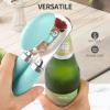 imageCan Opener Manual Heavy Duty Stainless Steel Smooth Edge Can Openers With Soft Touch Handle Oversized Handheld Easy Turn Knob MultiFunction Bottle Opener BlackAqua Sky