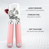 imageCan Opener Manual Heavy Duty Stainless Steel Smooth Edge Can Openers With Soft Touch Handle Oversized Handheld Easy Turn Knob MultiFunction Bottle Opener BlackPink