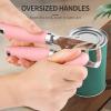 imageCan Opener Manual Heavy Duty Stainless Steel Smooth Edge Can Openers With Soft Touch Handle Oversized Handheld Easy Turn Knob MultiFunction Bottle Opener BlackPink