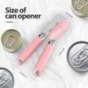 imageCan Opener Manual Heavy Duty Stainless Steel Smooth Edge Can Openers With Soft Touch Handle Oversized Handheld Easy Turn Knob MultiFunction Bottle Opener BlackPink