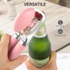 imageCan Opener Manual Heavy Duty Stainless Steel Smooth Edge Can Openers With Soft Touch Handle Oversized Handheld Easy Turn Knob MultiFunction Bottle Opener BlackPink