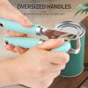 imageCan Opener Manual Heavy Duty Stainless Steel Smooth Edge Can Openers With Soft Touch Handle Oversized Handheld Easy Turn Knob MultiFunction Bottle Opener BlackAqua Sky