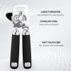imageCan Opener Manual Heavy Duty Stainless Steel Smooth Edge Can Openers With Soft Touch Handle Oversized Handheld Easy Turn Knob MultiFunction Bottle Opener BlackBlack