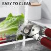 imageCan Opener Manual with Magnet Stainless Steel Handheld Heavy Duty Can Opener Sharp Blade Smooth Edge Comfortable Handle Can Openers with Multifunctional Bottle OpenerRed