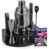 imageBartender Kit with Stand 12Piece Bar Set  24oz Cocktail Shaker Set for Drink Mixing Martini Shaker Set with Bar Tools Recipes Booklet  Fun Housewarming Gift RainbowBlack
