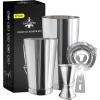 imageBoston Cocktail Shaker Bar Set Weighted Boston Shaker Tins Bartender Kit with 18oz ampamp 28oz Mixed Drink Shaker Hawthorne Strainer Double Measuring Jigger  Rose GoldSilver