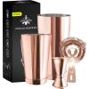 imageBoston Cocktail Shaker Bar Set Weighted Boston Shaker Tins Bartender Kit with 18oz ampamp 28oz Mixed Drink Shaker Hawthorne Strainer Double Measuring Jigger  Rose GoldRose Gold