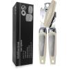 imageCan Opener Manual Handheld Strong Heavy Duty Stainless Steel Can Opener Comfortable Handle Sharp Blade Smooth Edge Can Openers with Multifunctional Bottle OpenerBeige