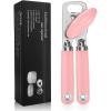 imageCan Opener Manual Heavy Duty Stainless Steel Smooth Edge Can Openers With Soft Touch Handle Oversized Handheld Easy Turn Knob MultiFunction Bottle Opener BlackPink