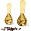 imageStainless steel coffee scoop 2piece set 1 tbsp 2 tbsp durable Tablespoon ergonomic measuring spoon Suitable for small and large jarsshorthandled spoon GoldShort