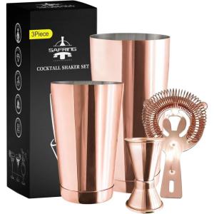 imageBoston Cocktail Shaker Bar Set Weighted Boston Shaker Tins Bartender Kit with 18oz ampamp 28oz Mixed Drink Shaker Hawthorne Strainer Double Measuring Jigger  Rose GoldRose Gold