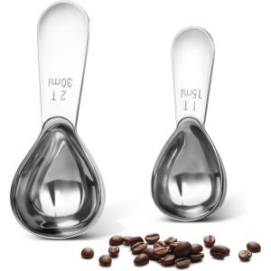 imageCoffee Scoop Set Tablespoon Scoop 2 Pc Set 1 Tbsp ampamp 2 Tbsp Stainless Steel Measuring Spoons for Ground Coffee with Short Handles for Tea Sugar or FlourShort
