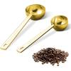 imagePremium Coffee Scoop Set Set of 2 Metal Stainless Steel Long Handle Coffee Scoop Measuring Coffee Spoons Contains 1 Tablespoon 15 ml and 2 Tablespoons 30 ml SpoonSilverGold
