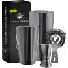 imageBoston Cocktail Shaker Bar Set Weighted Boston Shaker Tins Bartender Kit with 18oz ampamp 28oz Mixed Drink Shaker Hawthorne Strainer Double Measuring Jigger  BlackBlack