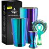 imageBoston Cocktail Shaker Bar Set Weighted Boston Shaker Tins Bartender Kit with 18oz ampamp 28oz Mixed Drink Shaker Hawthorne Strainer Double Measuring Jigger  BlackRainbow