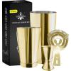 imageBoston Cocktail Shaker Bar Set Weighted Boston Shaker Tins Bartender Kit with 18oz ampamp 28oz Mixed Drink Shaker Hawthorne Strainer Double Measuring Jigger  BlackGold