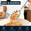 imageStainless Steel Soup Ladle and Spaghetti Spoon Set Heat Resistant Rubber Handle Dishwasher Safe Kitchen Utensils for Cooking Stirring Serving Pasta Soup ampamp SauceBlack  Stainless Steel
