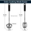 imageStainless Steel Soup Ladle and Spaghetti Spoon Set Heat Resistant Rubber Handle Dishwasher Safe Kitchen Utensils for Cooking Stirring Serving Pasta Soup ampamp SauceBlack  Stainless Steel