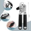 imageCan Opener Manual Heavy Duty Handheld Strong Can Opener with Soft Touch Handle Sharp Blade Smooth Edge Can Openers with Multifunctional Bottle Opener BlueBlack